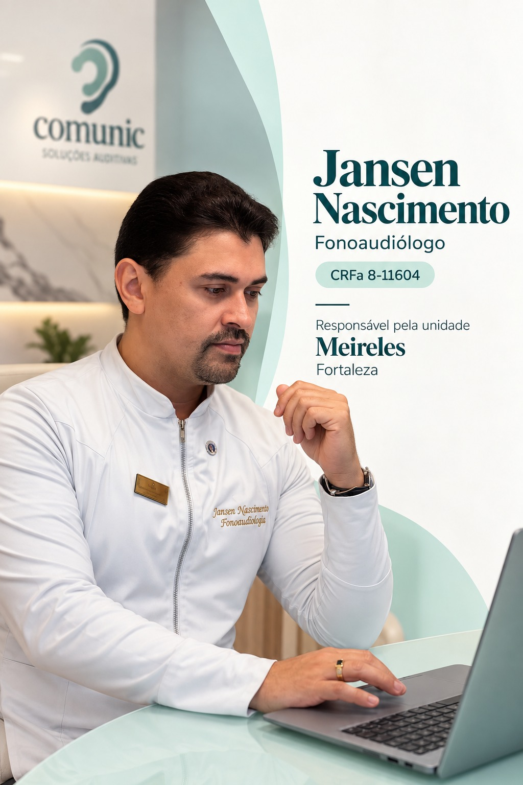 Jansen Nascimento, fonoaudiólogo e responsável pela unidade Meireles, em retrato institucional