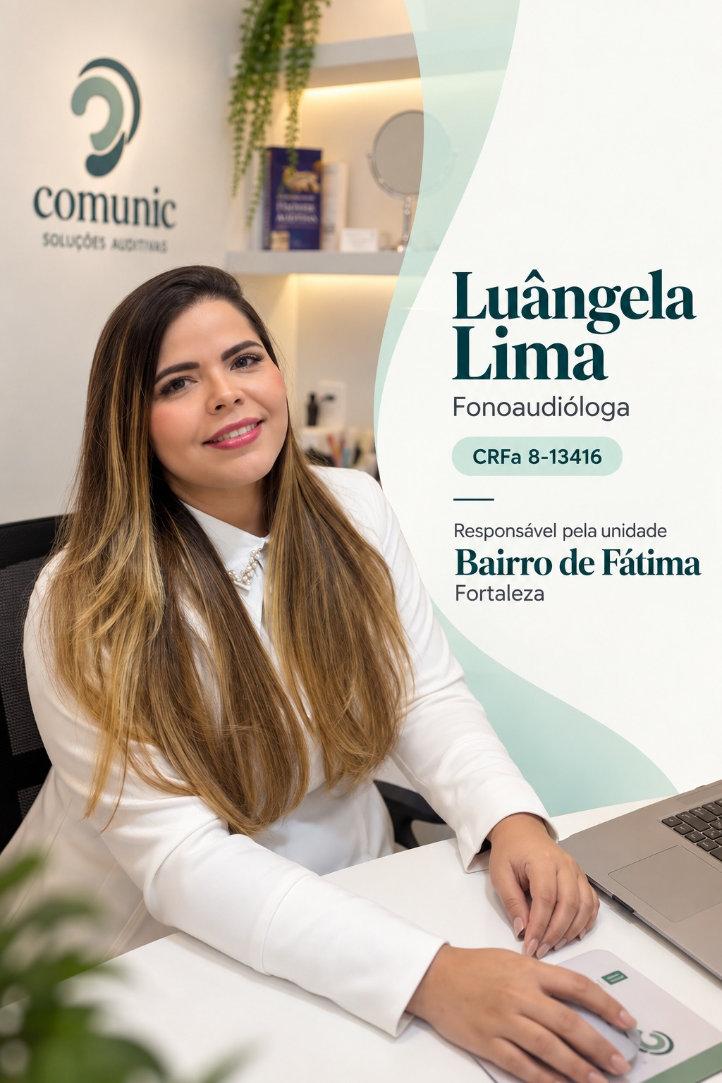 Luângela Lima, fonoaudióloga e responsável pela unidade Bairro de Fátima, em retrato institucional