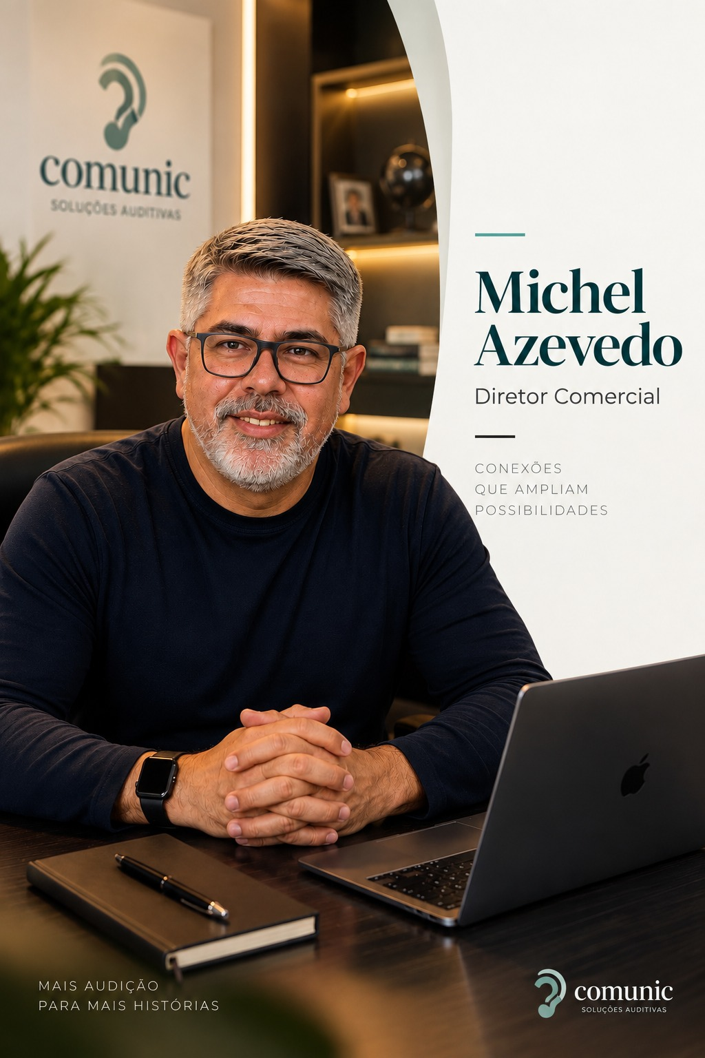 Michel Azevedo, diretor comercial da Comunic, em retrato institucional